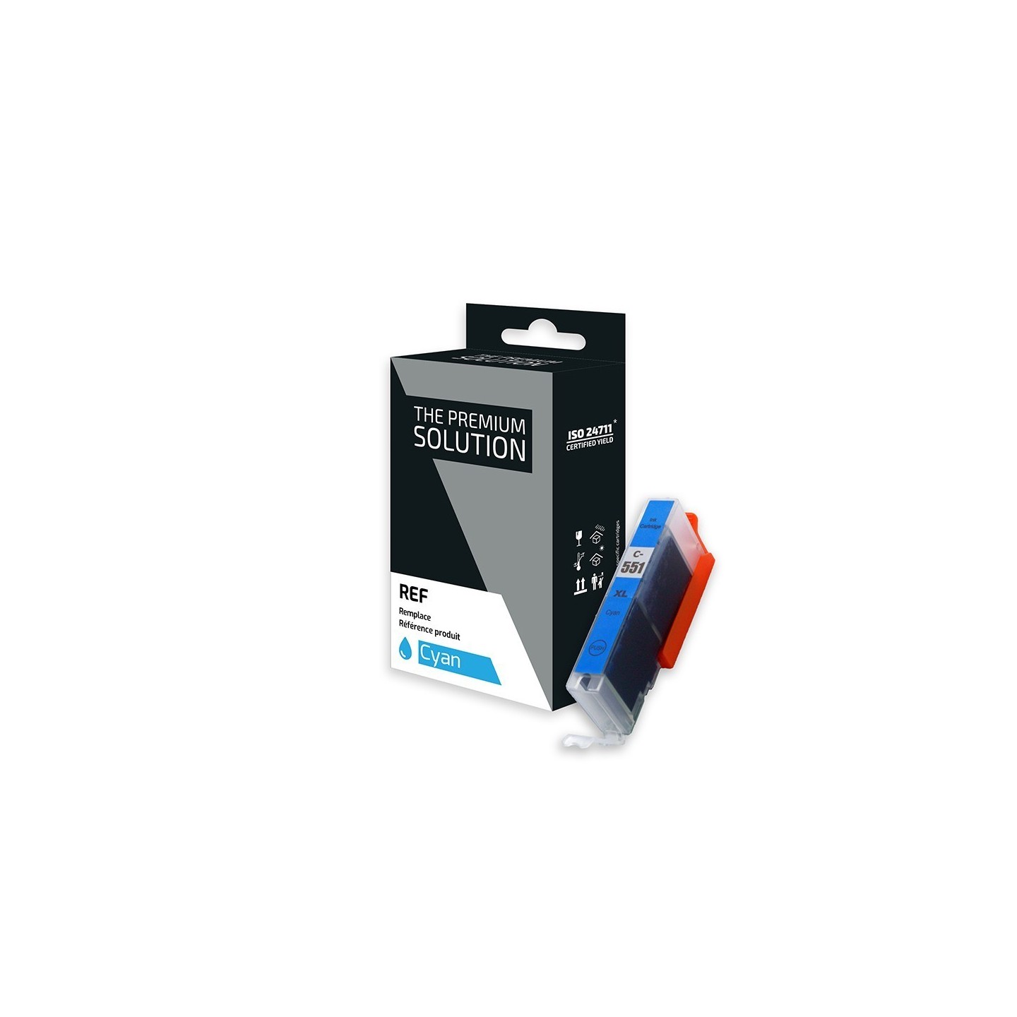 Canon C551XLC Cartouche compatible avec CLI551CXL, 6444B001 - Cyan