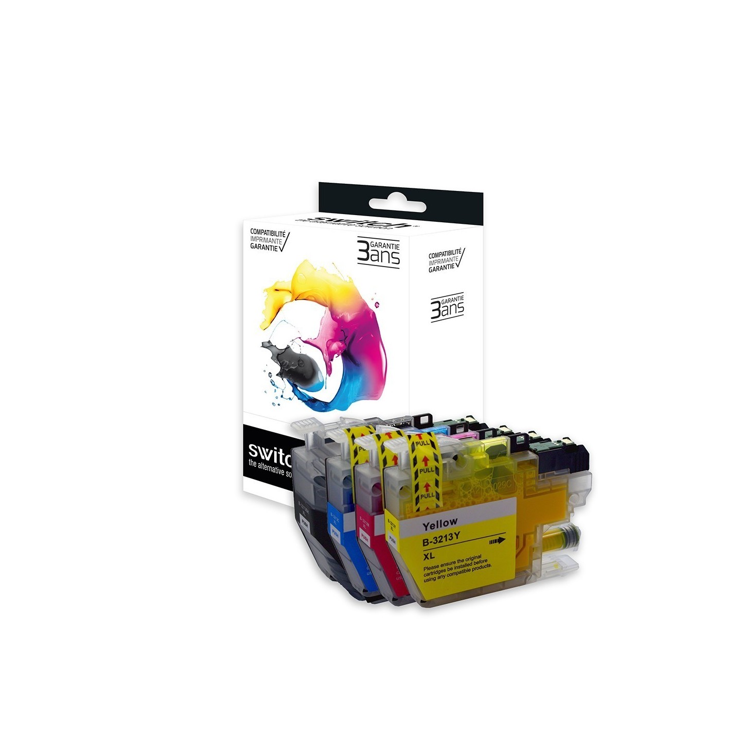 SWITCH Brother B3213B/CL Pack x 4 compatible avec LC3213 - Noir Cyan Magenta Jaune