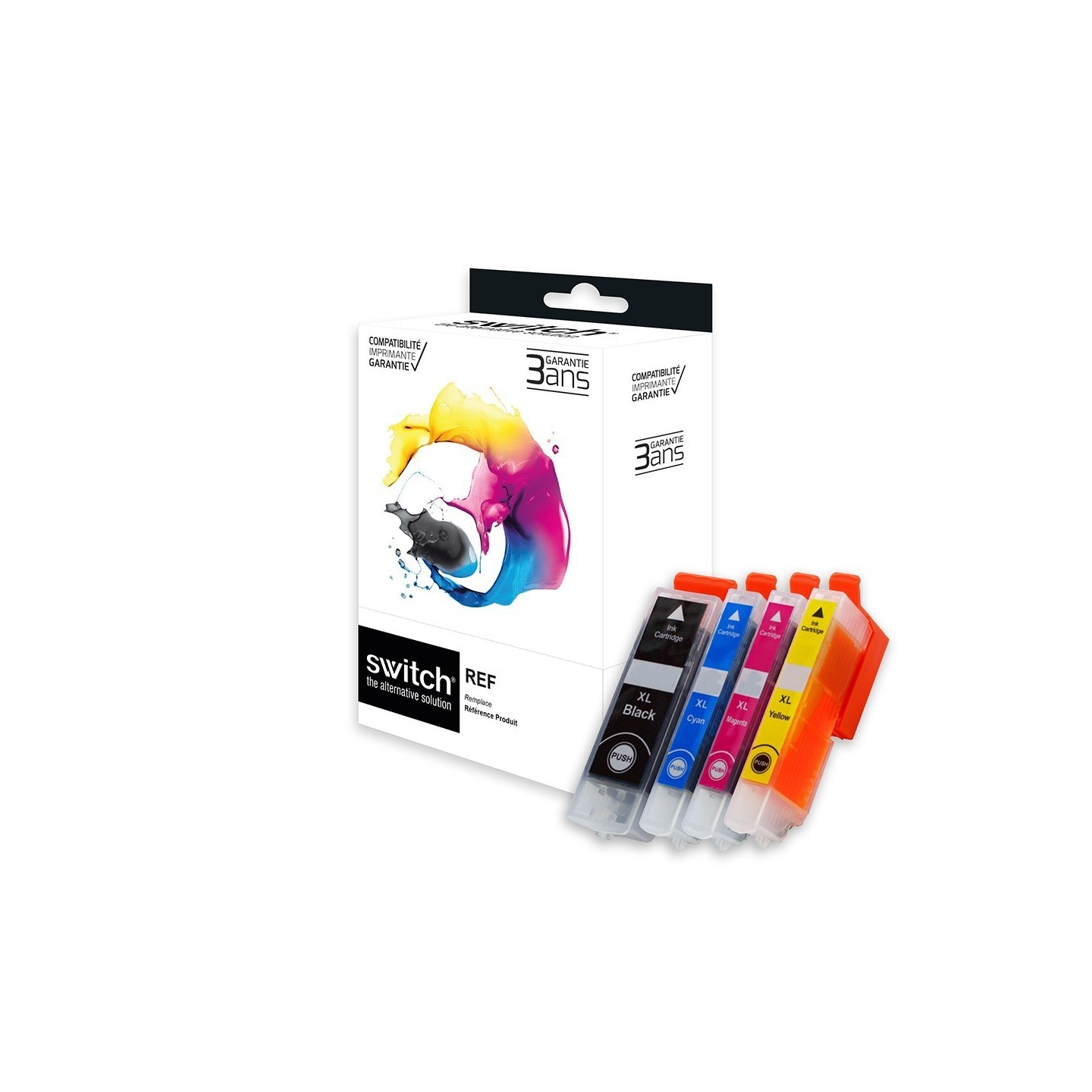 SWITCH Epson E3357 Pack x 5 compatible avec C13T33574012 - Noir Cyan Magenta Jaune Photo