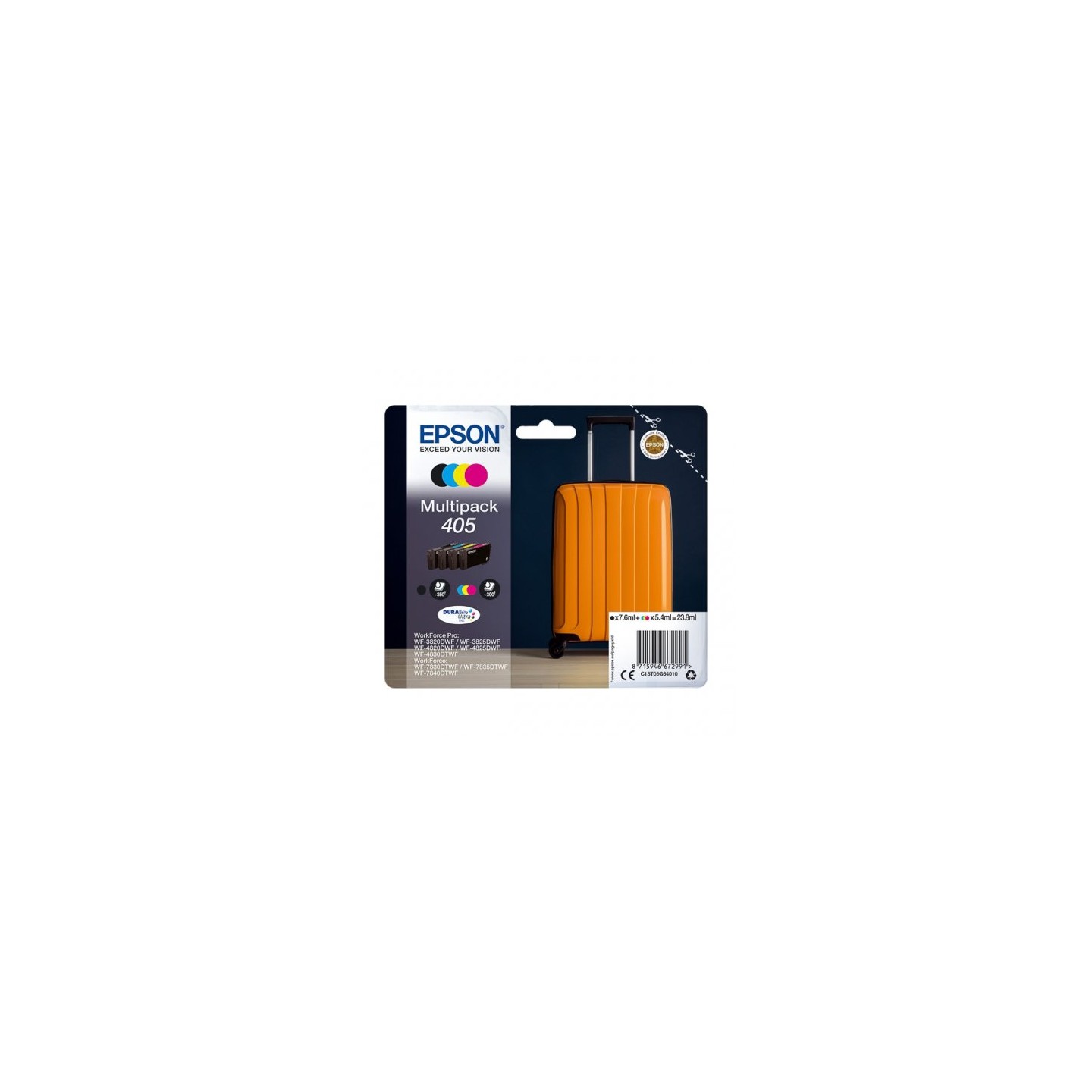 Epson E405B/CL Pack x 4 original C13T05G64010 - Noir Cyan Magenta Jaune