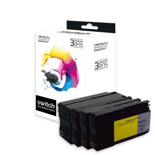 SWITCH hp H953XLB/CL Pack x 4 compatible avec L0S70AE, F6U16AE, F6U17AE, F6U18AE - Noir Cyan Magenta Jaune