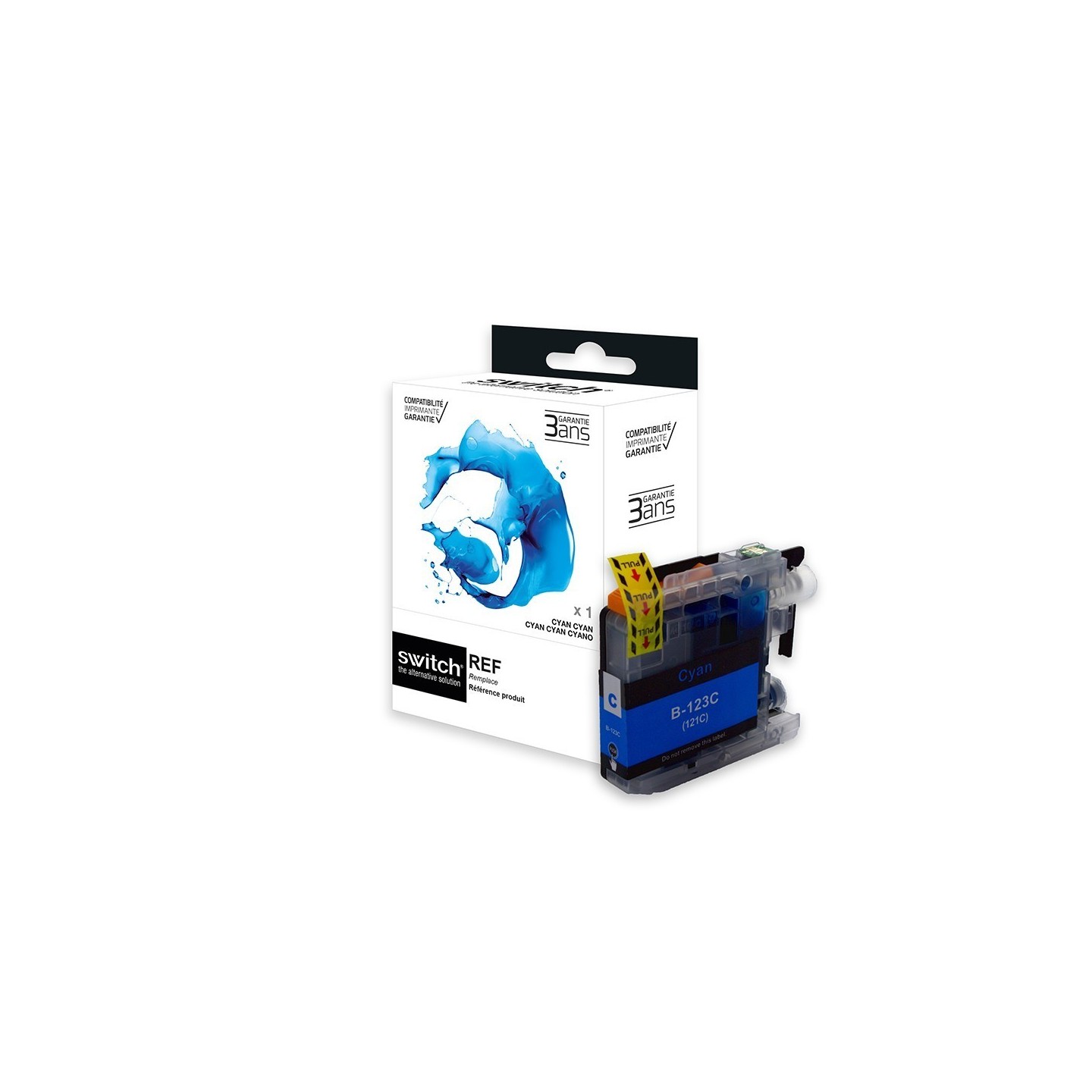 SWITCH Brother B123C Cartouche compatible avec LC121/123C - Cyan