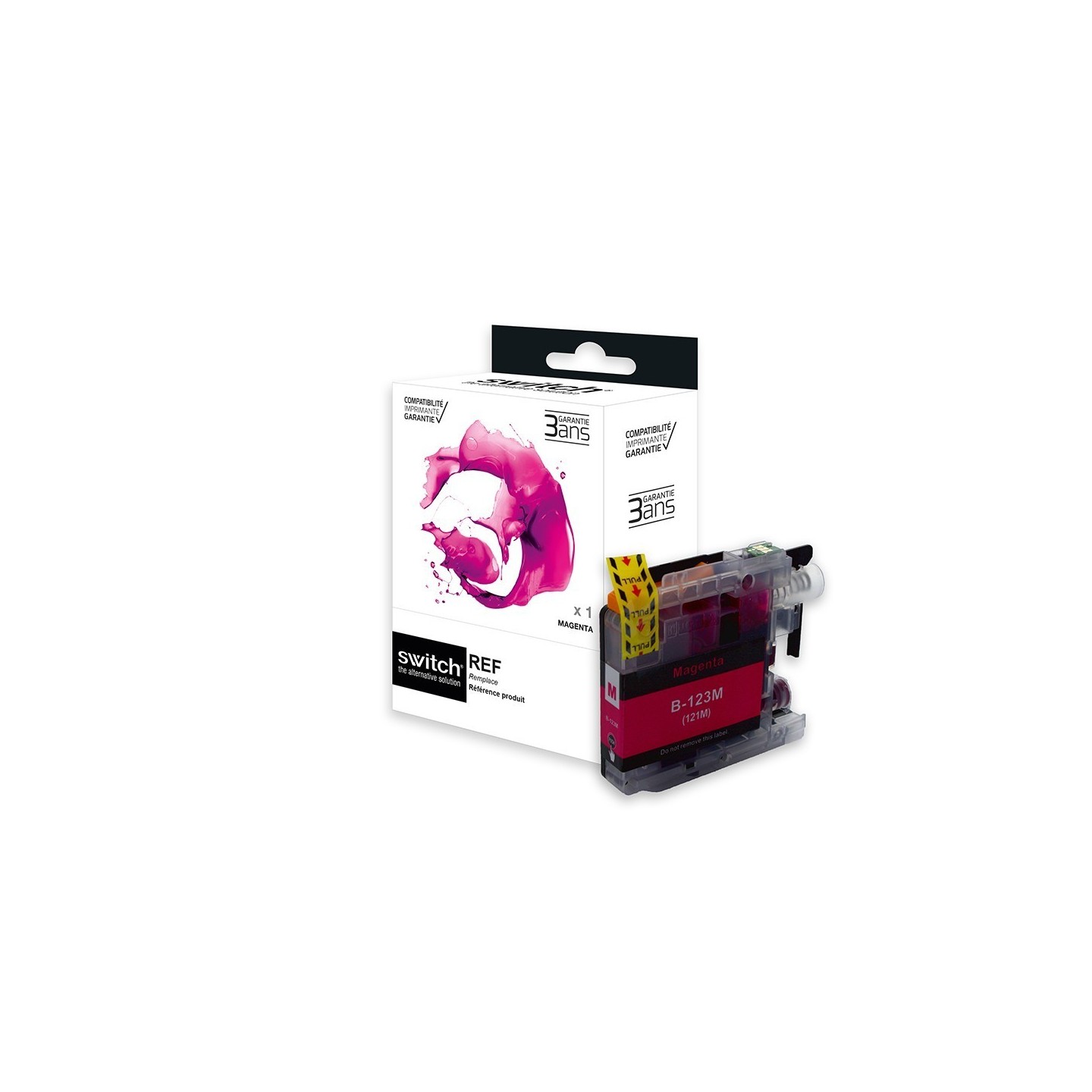 SWITCH Brother B123M Cartouche compatible avec LC121/123M - Magenta