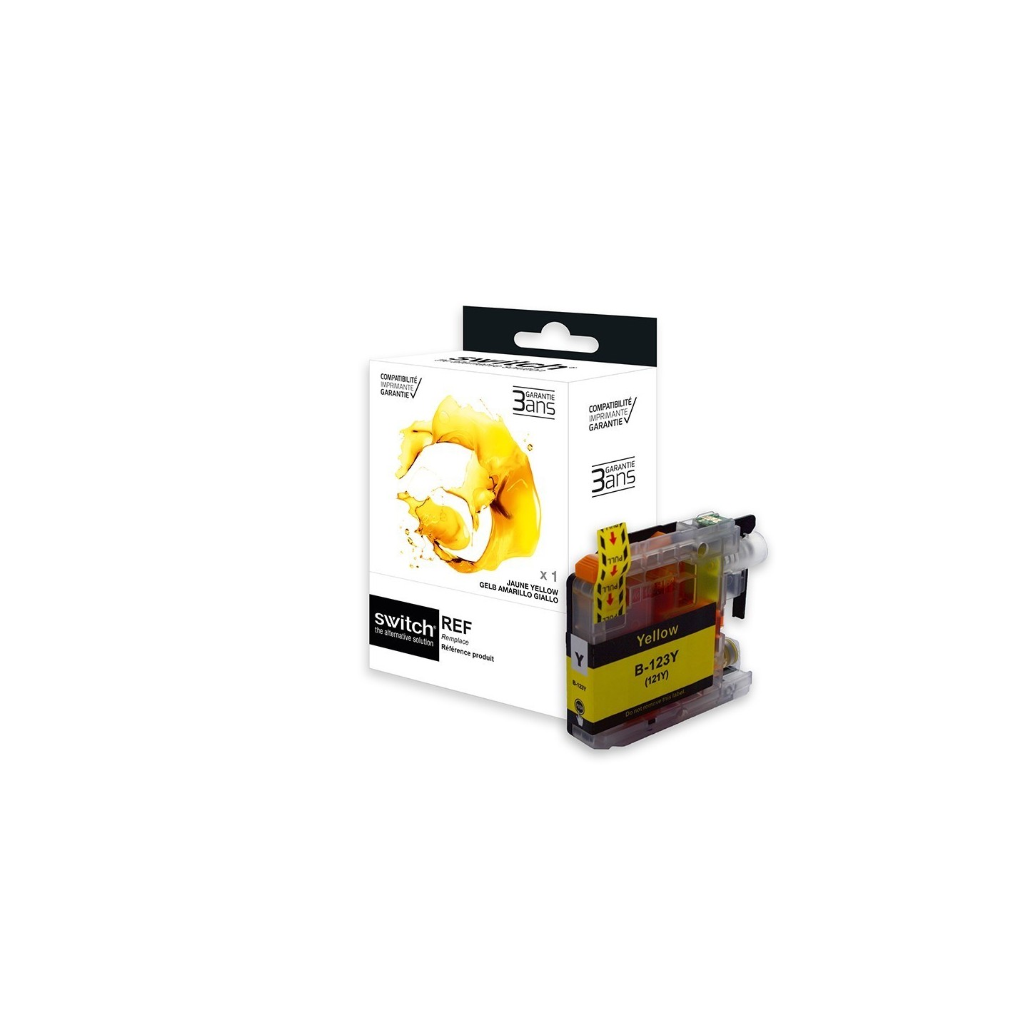 SWITCH Brother B123Y Cartouche compatible avec LC121/123Y - Jaune