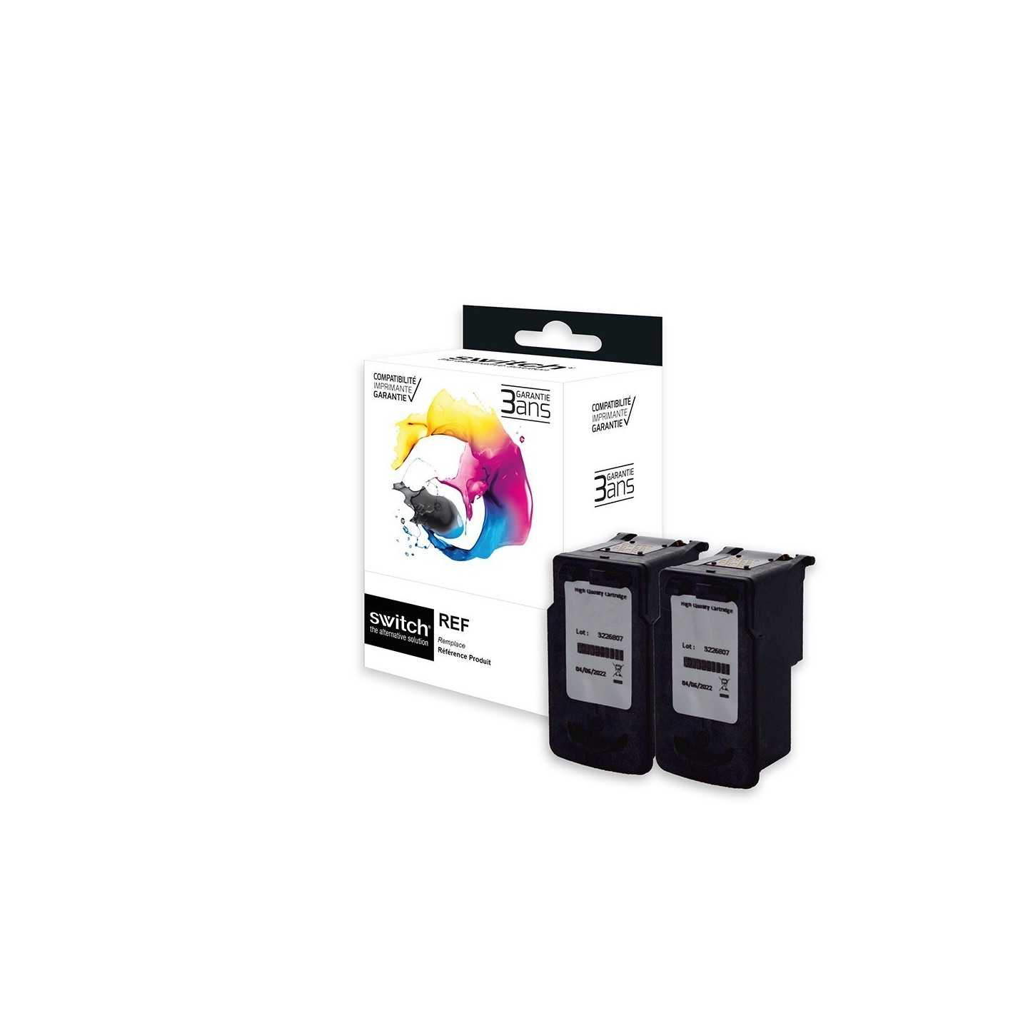 SWITCH Canon C545XL/546XL Pack x 2 compatible avec PG545XL, 8286B001 - CL546XL, 8288B001 - Noir + Tricolor