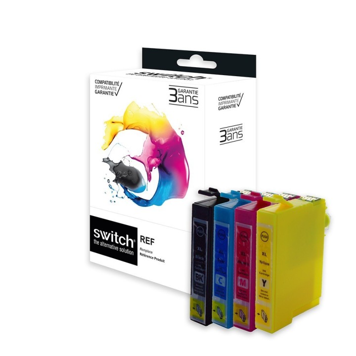 SWITCH Epson E2996 Pack x 4 compatible avec C13T29964012 - Noir Cyan Magenta Jaune