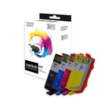 SWITCH hp H364XLB/CL Pack x 4 compatible avec CN684EE, CB323EE, CB324EE, CB325EE - Noir Cyan Magenta Jaune