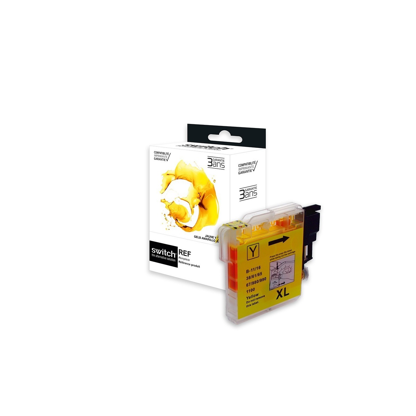 SWITCH Brother B980/1100Y Cartouche compatible avec LC980/LC1100Y - Jaune