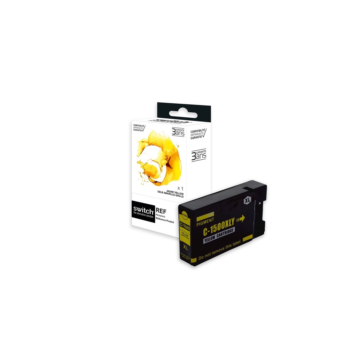 SWITCH Canon C1500XLY Cartouche compatible avec PG-1500, 9195B001 - Jaune