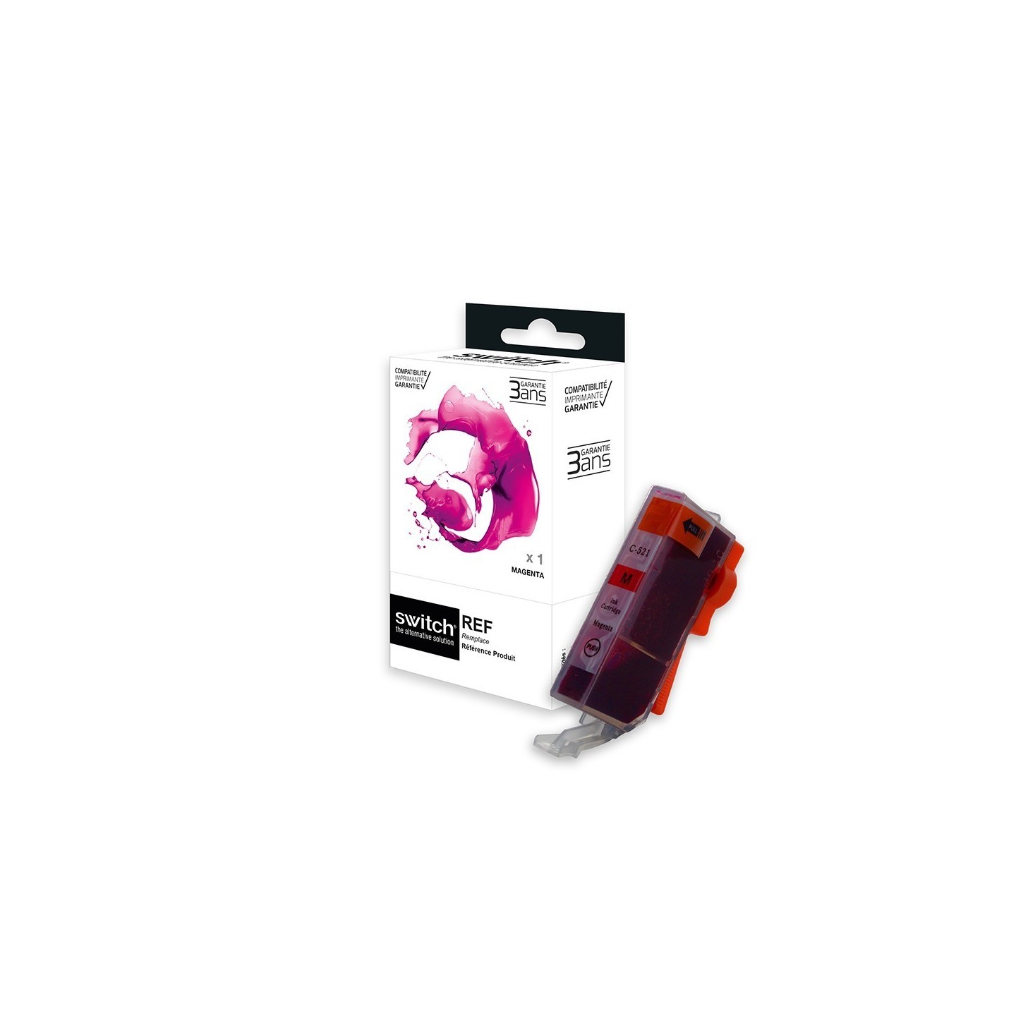 SWITCH Canon C521M Cartouche compatible avec CLI-521M, 2935B001 - Magenta