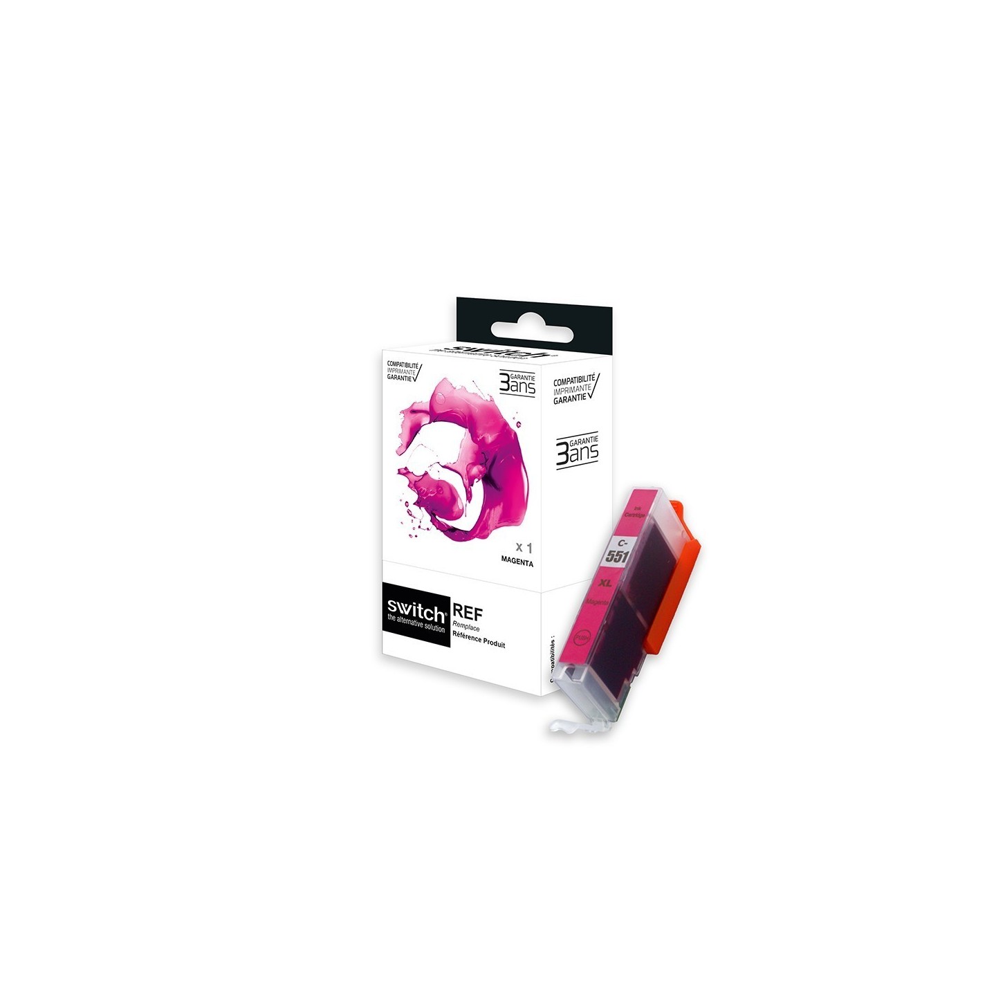 SWITCH Canon C551XLM Cartouche compatible avec CLI551MXL, 6445B001 - Magenta