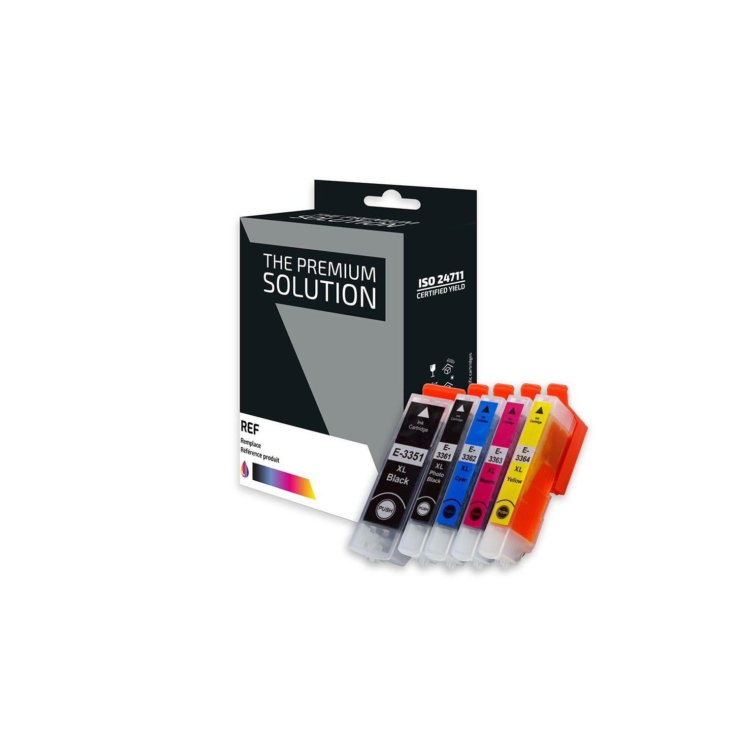Epson E3357 Pack x 5 compatible avec C13T33574012 - Noir Cyan Magenta Jaune Photo