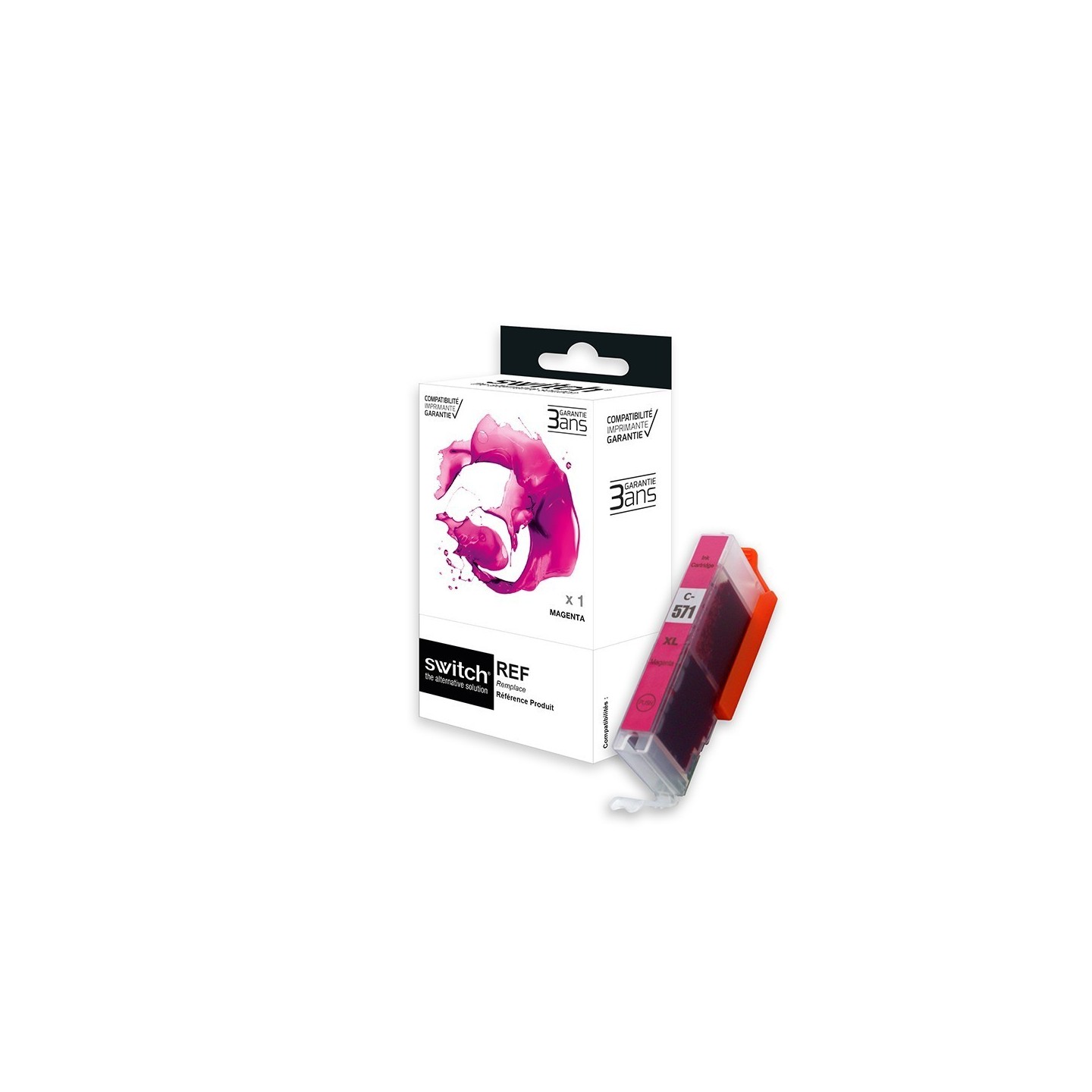 SWITCH Canon C571XLM Cartouche compatible avec CLI571MXL, 0333C001 - Magenta