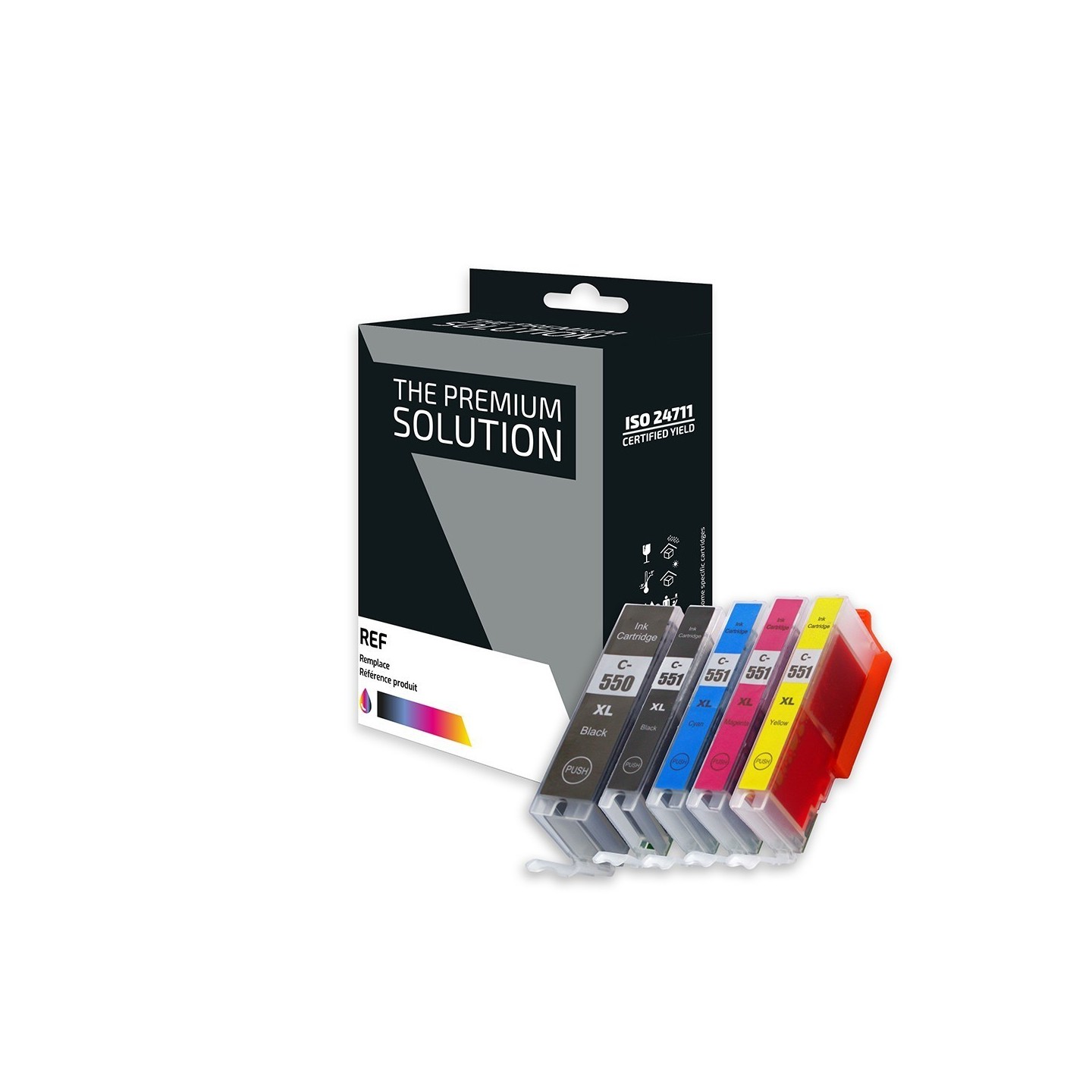 Canon C550XL/C551XL Pack x 5 compatible avec PGI550PGBKXL, CLI551XL - Noir Cyan Magenta Jaune Photo