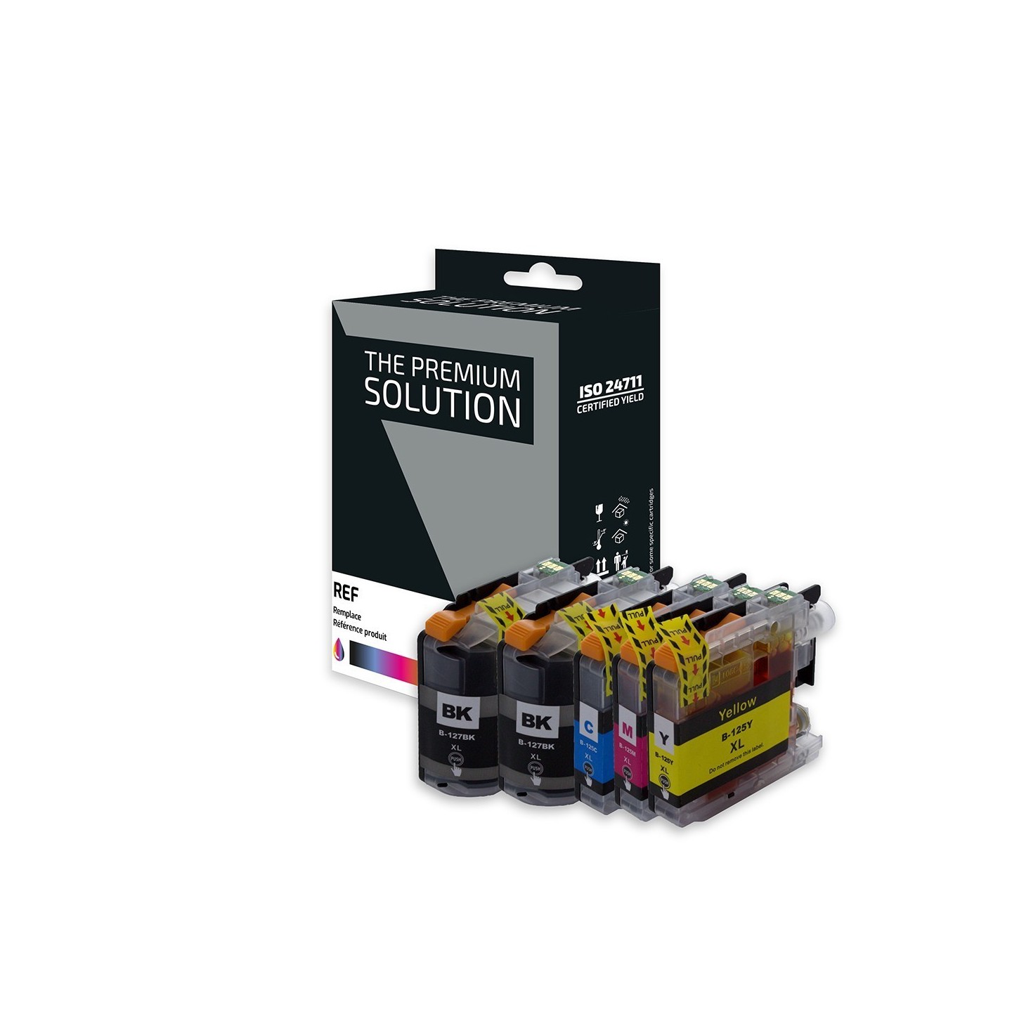 Brother B125XL/B127XL Pack x 5 compatible avec LC125/127 - Noir Cyan Magenta Jaune