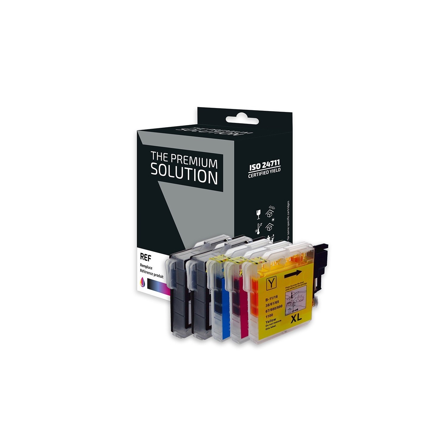 Brother B980/1100 Pack x 5 compatible avec LC980/LC1100 - Noir Cyan Magenta Jaune