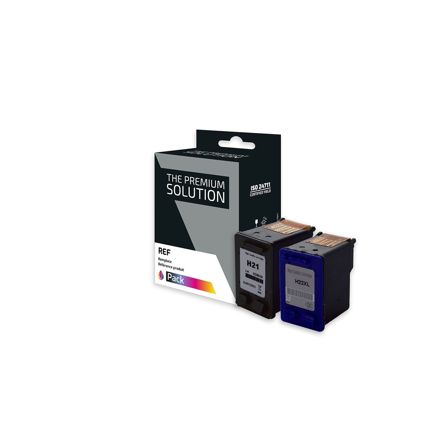 hp H21/H22 Pack x 2 compatible avec C9351CE, C9352CE - Noir + Tricolor