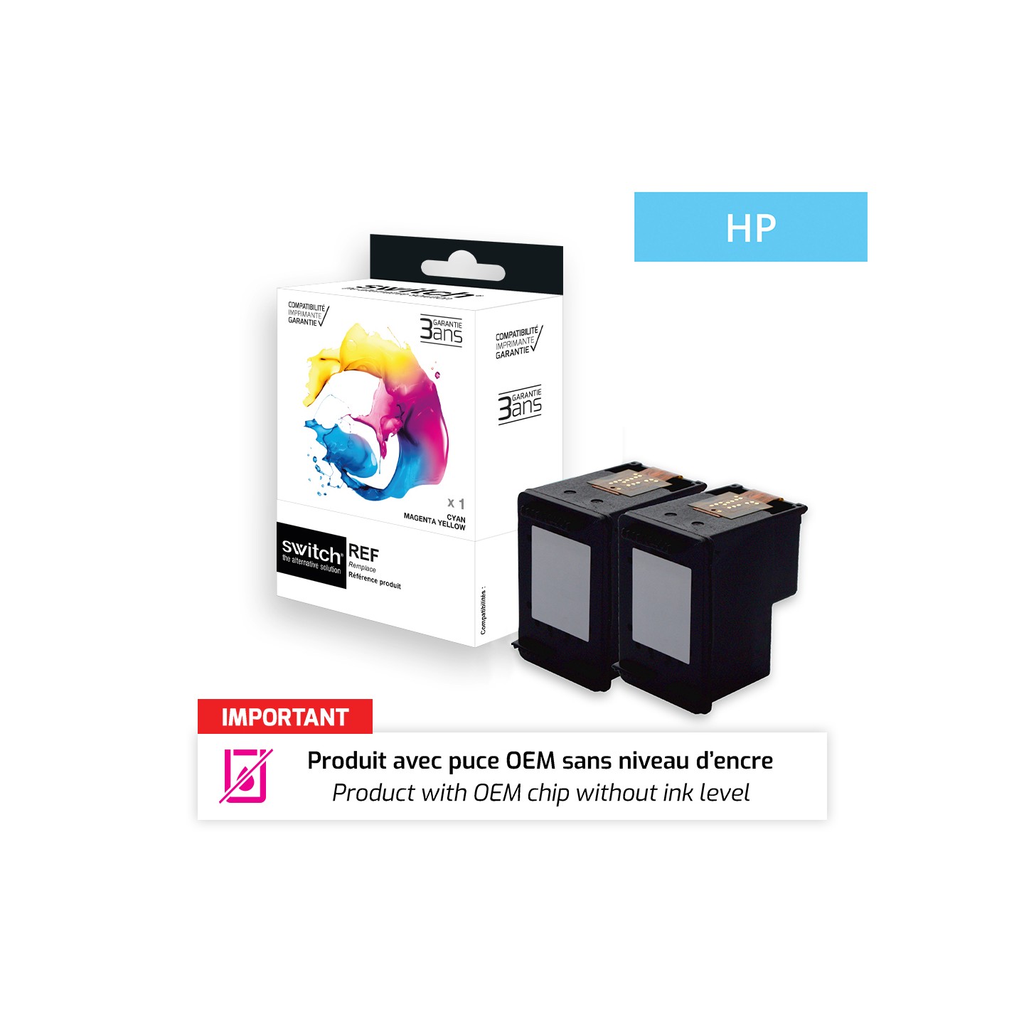 Hp 62XL - cartouche jet d'encre compatible C2P05AE - Black