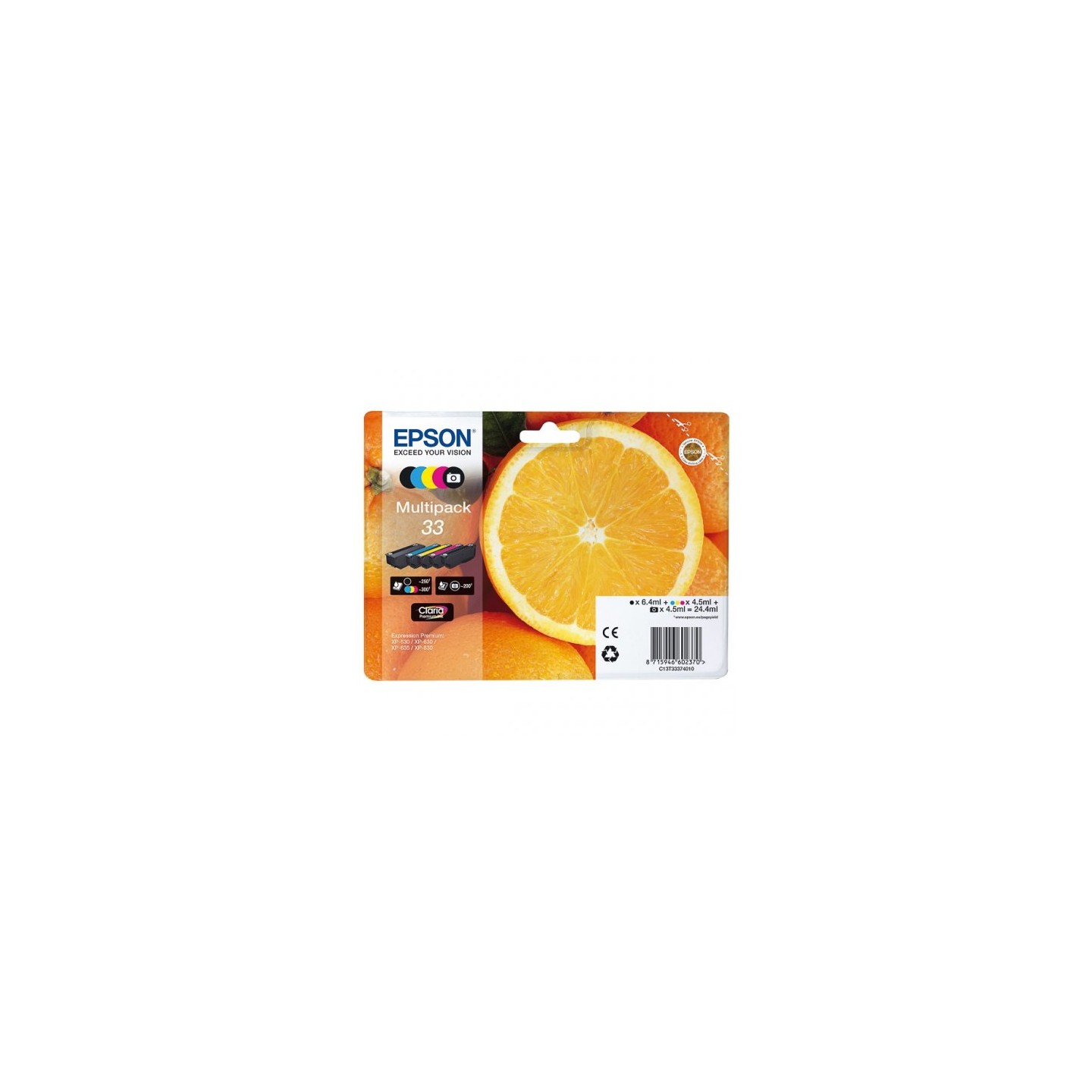 Epson KT3337 Pack x 5 original C13T33374011 - Noir Cyan Magenta Jaune