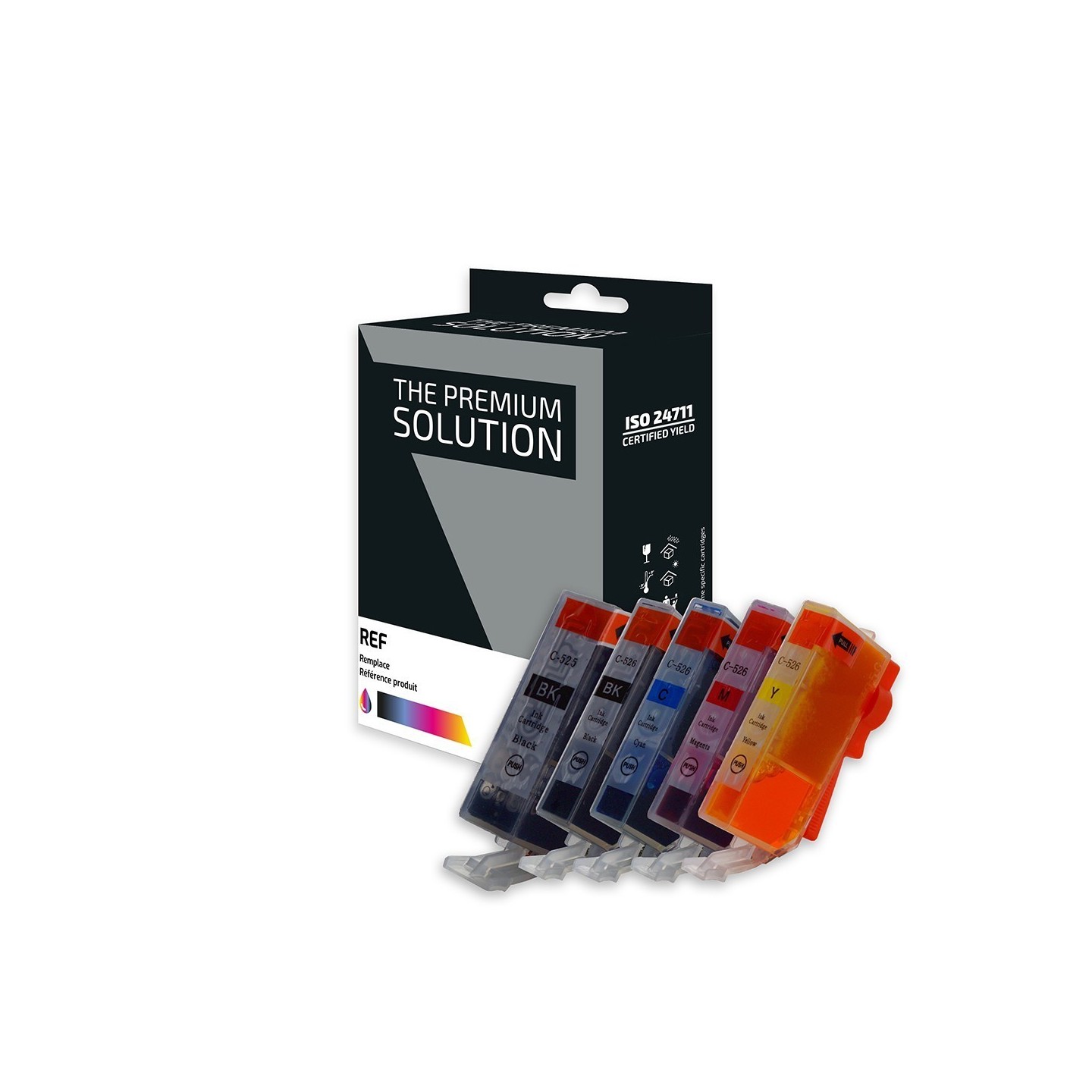 Canon C525/C526 Pack x 5 compatible avec PGI-525, CLI-526 - Noir Cyan Magenta Jaune Photo