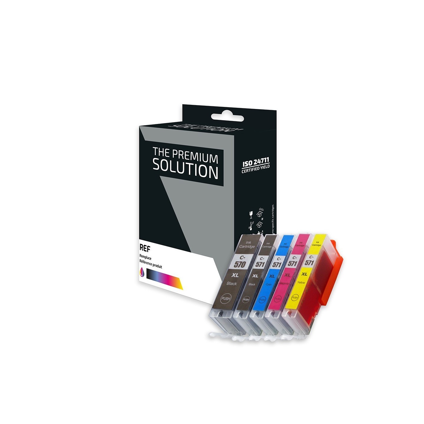 Canon C570XL/C571XL Pack x 5 compatible avec PGI570, CLI571XL - Noir Cyan Magenta Jaune Photo