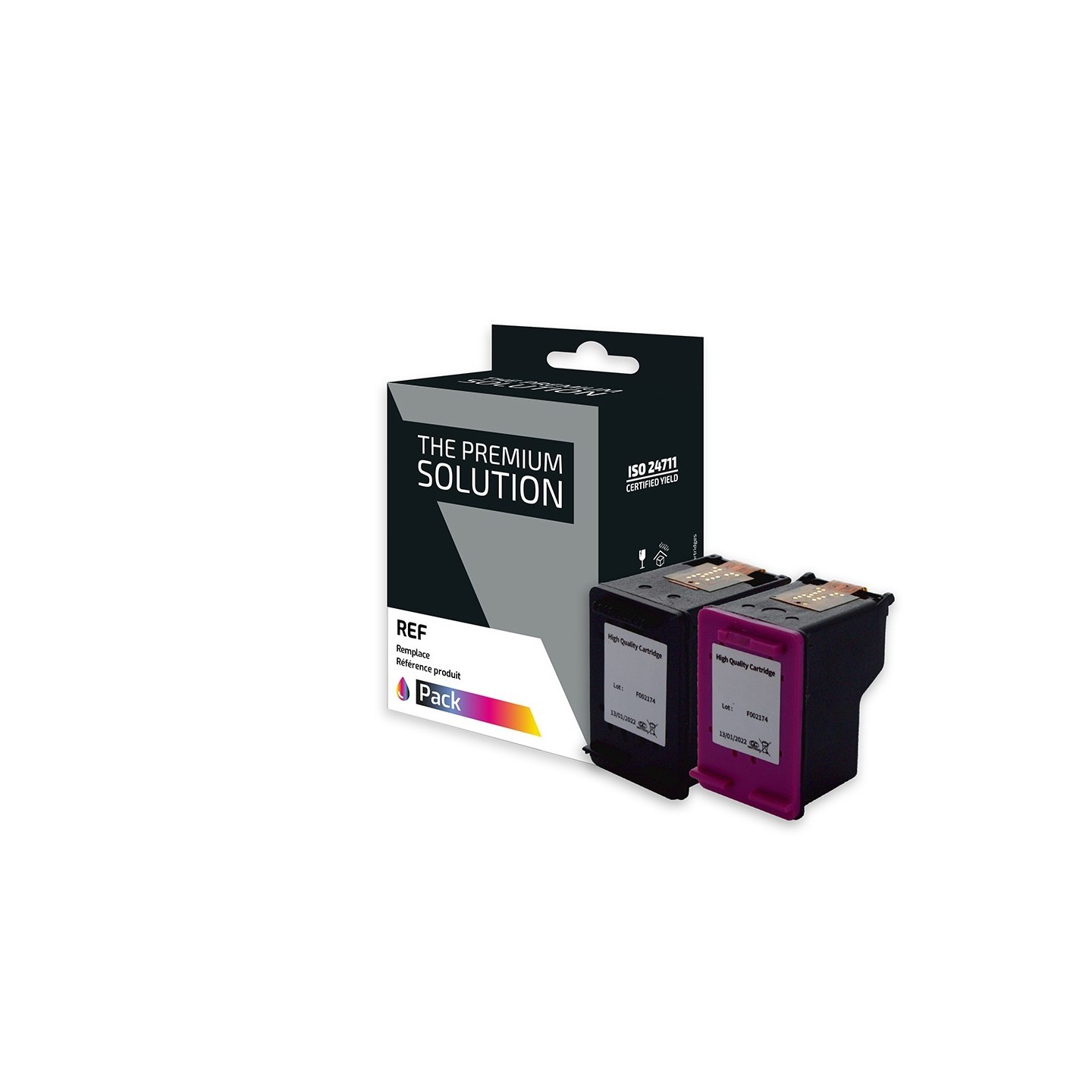 hp H62XLB/CL Pack x 2 compatible avec C2P05AE, C2P07AE - Noir + Tricolor